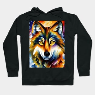 Neo-Impressionistic Wolf Face Hoodie